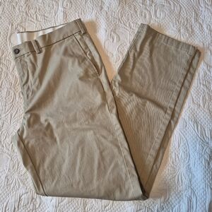 George men' size 36 x 34 tan flat front dress or casual pants 4 pockets VGUC